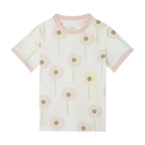 Молочная футболка с цветами