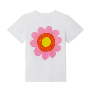 Белая футболка с крупным цветком