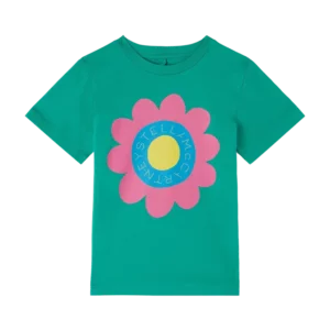 Зеленая футболка с крупным цветком