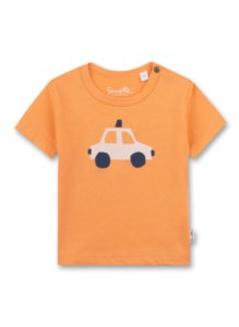Футболка оранжевая для мальчика с принтом машинка